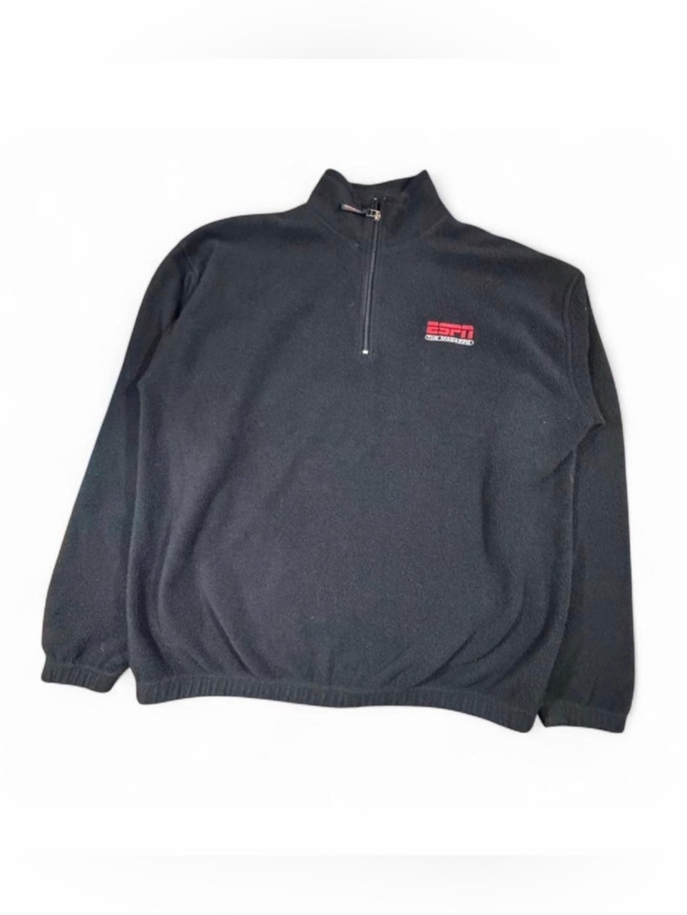 ESPN The Magazine Black Quarter Zip Fleece Pullover Men's XL Embroidered Logo